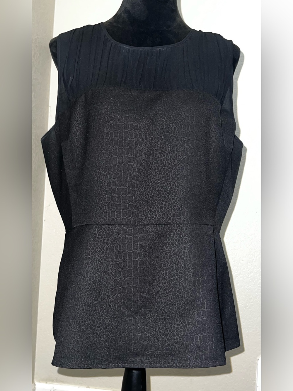CAbi Black Snakeskin Print Top